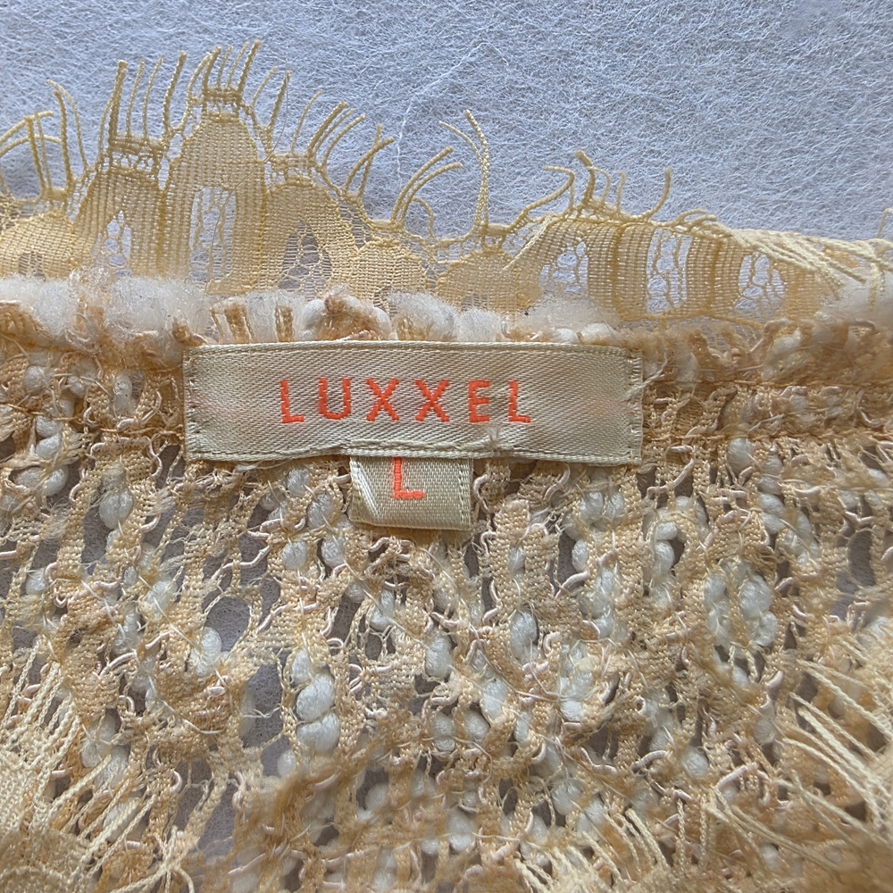 Luxxel Beige Peach and White Embroidered Crop Top - Picture 3 of 9